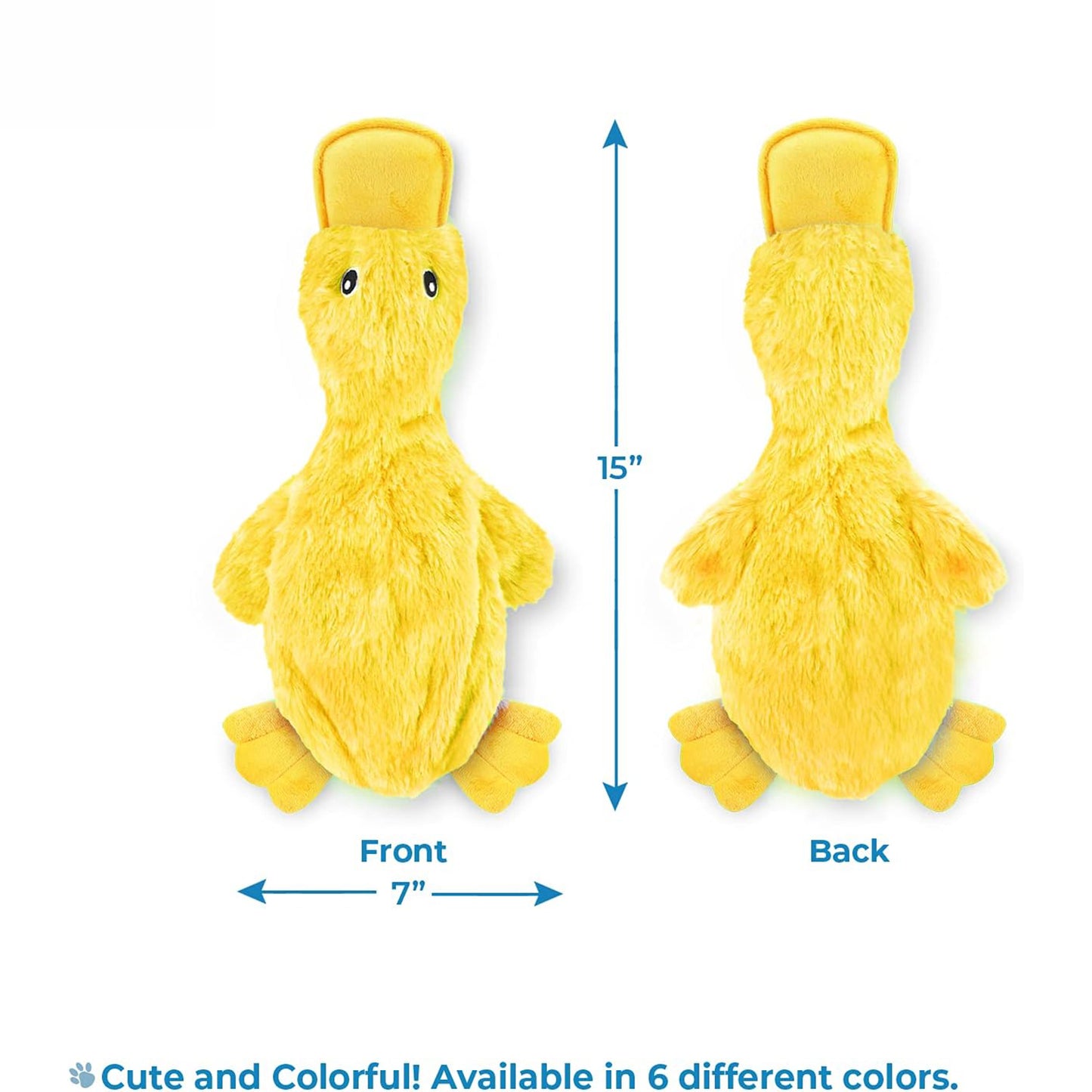 Dog Toy for Small, Medium, and Large Breeds, Cute No Stuffing Duck with Soft Squeaker, Fun for Indoor Puppies and Senior Pups, Plush No Mess Chew and Play - Yellow