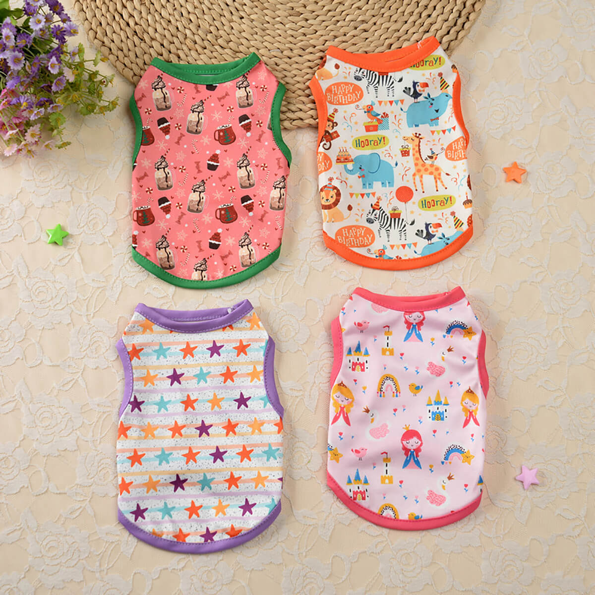 8 Pcs Dog Vest Set, New Dog Vest Summer, Pet Clothes, Teddy Summer Clothes, Thin Style