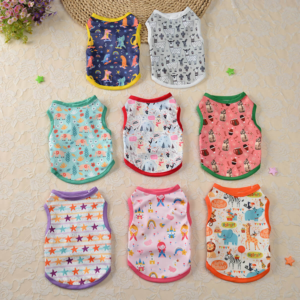 8 Pcs Dog Vest Set, New Dog Vest Summer, Pet Clothes, Teddy Summer Clothes, Thin Style