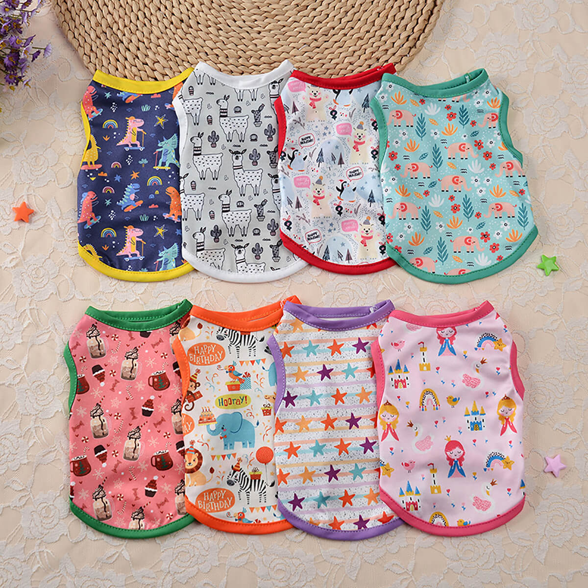 8 Pcs Dog Vest Set, New Dog Vest Summer, Pet Clothes, Teddy Summer Clothes, Thin Style