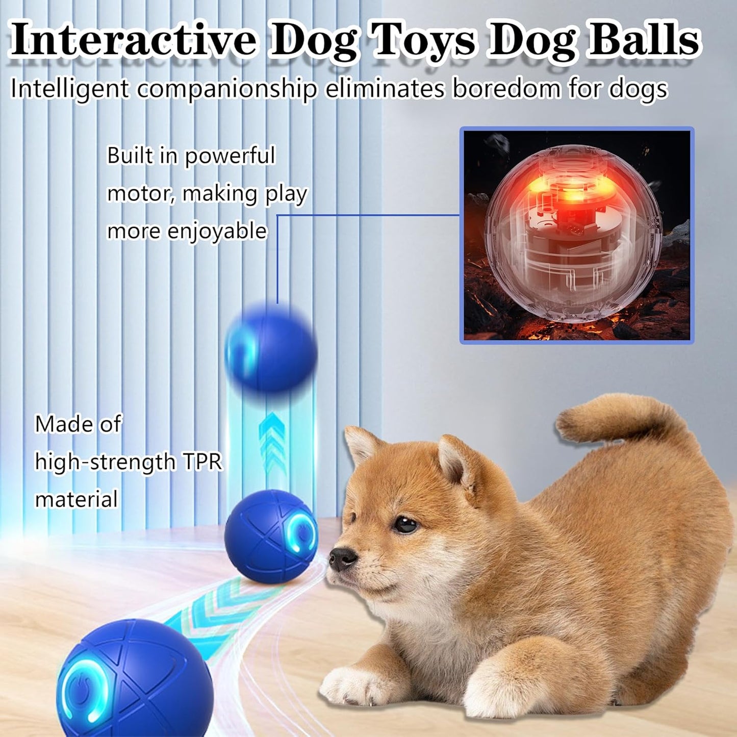 Mings Interactive Dog Toys Dog Balls, Activated Automatic Rolling Ball, for Puppy Small Medium Dogs Smart Jumping Automatic Moving, Bouncing and Rotating, Ball Vibrating Keep Them Busy [2025 Newly Upgraded]