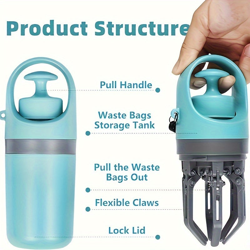 Mings Portable Pooper Scooper with Bag Attachment & Dispenser – Lightweight Claw Poop Picker – Ideal for Small & Large Dogs – No-Touch, Hands-Free Waste Removal
