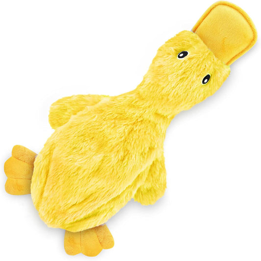 Dog Toy for Small, Medium, and Large Breeds, Cute No Stuffing Duck with Soft Squeaker, Fun for Indoor Puppies and Senior Pups, Plush No Mess Chew and Play - Yellow