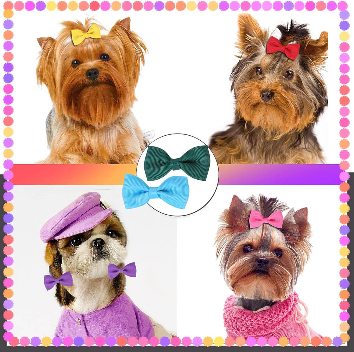 40 pcs Small Dog Bow with Clip, Handmade Puppy Dog Bows