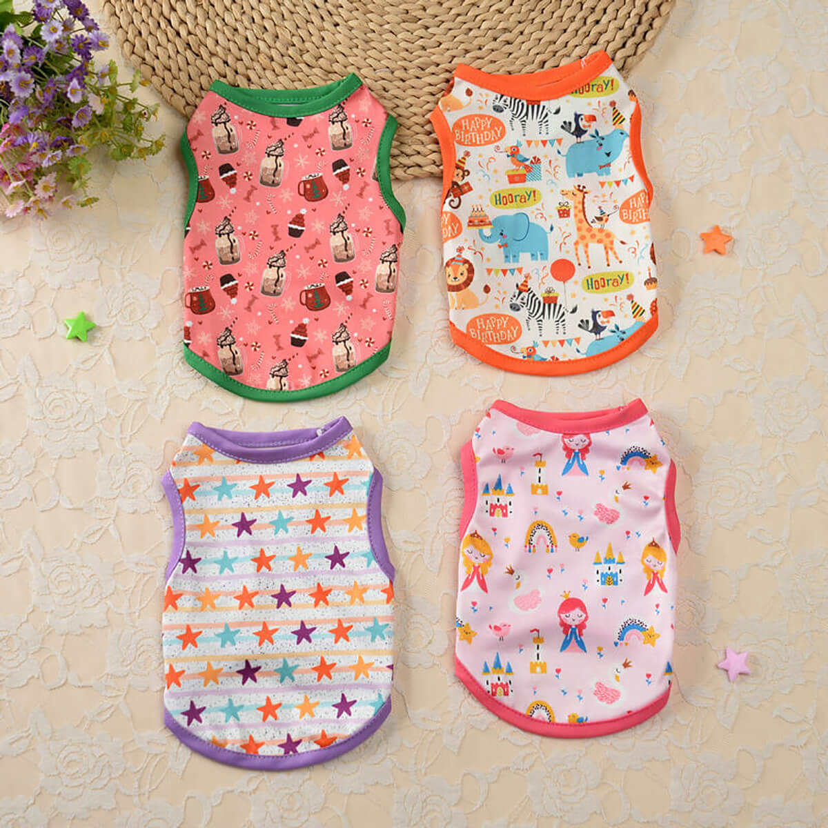 8 Pcs Dog Vest Set, New Dog Vest Summer, Pet Clothes, Teddy Summer Clothes, Thin Style